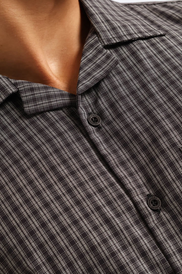 Mini Check Boxy Shirt - Grey/Navy