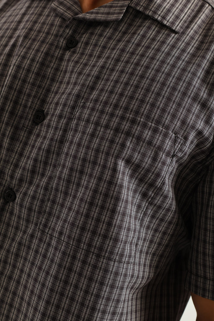 Mini Check Boxy Shirt - Grey/Navy
