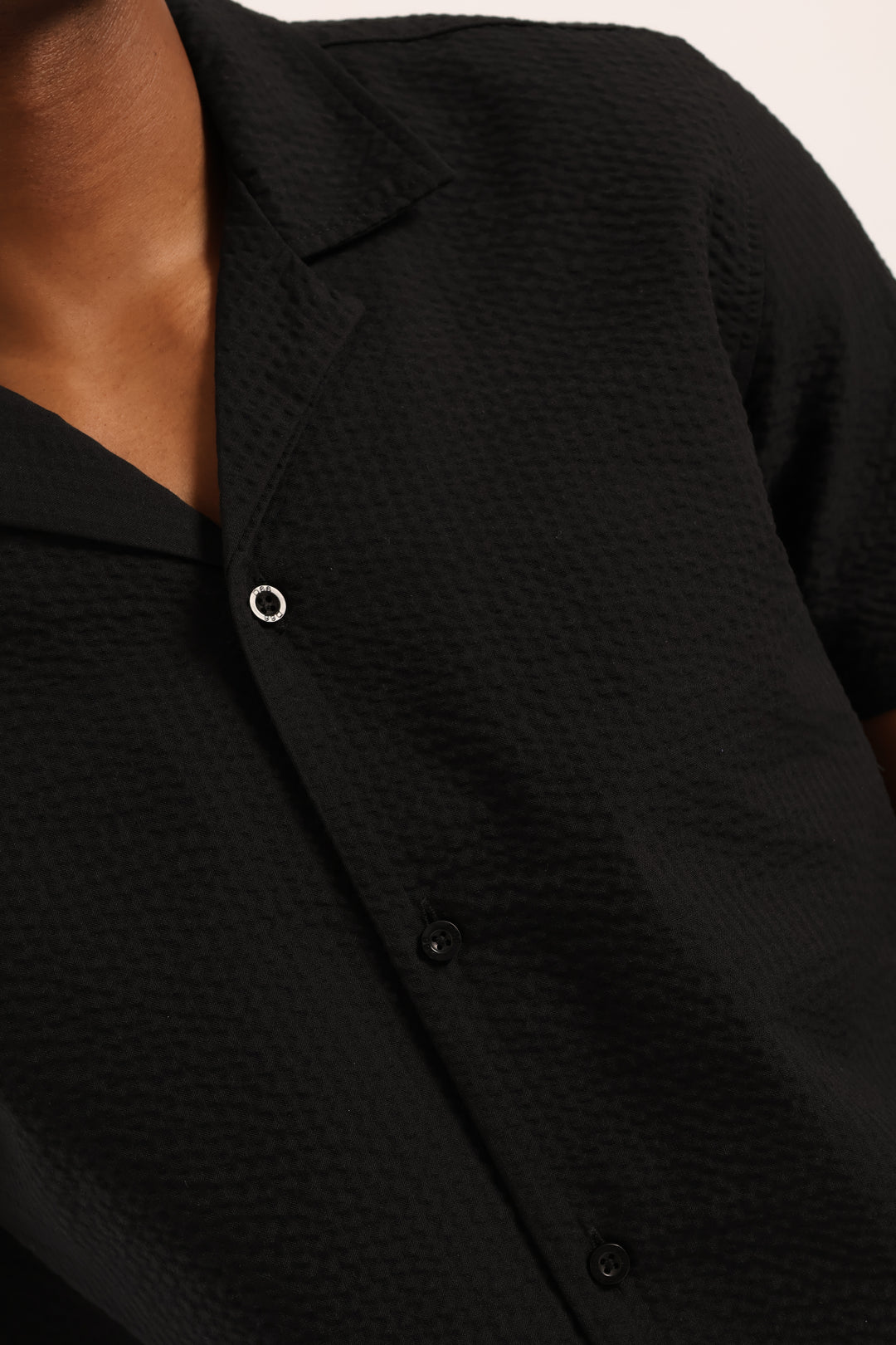 Slim Seersucker Texture Shirt - Black