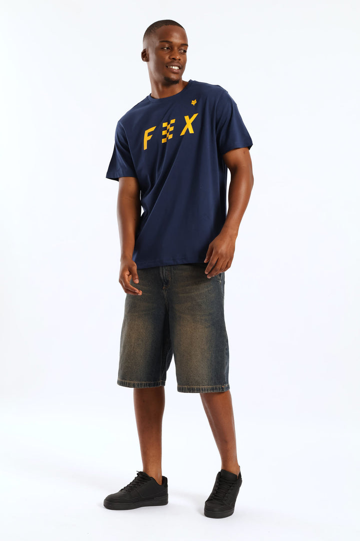 Checkered Tee - Navy