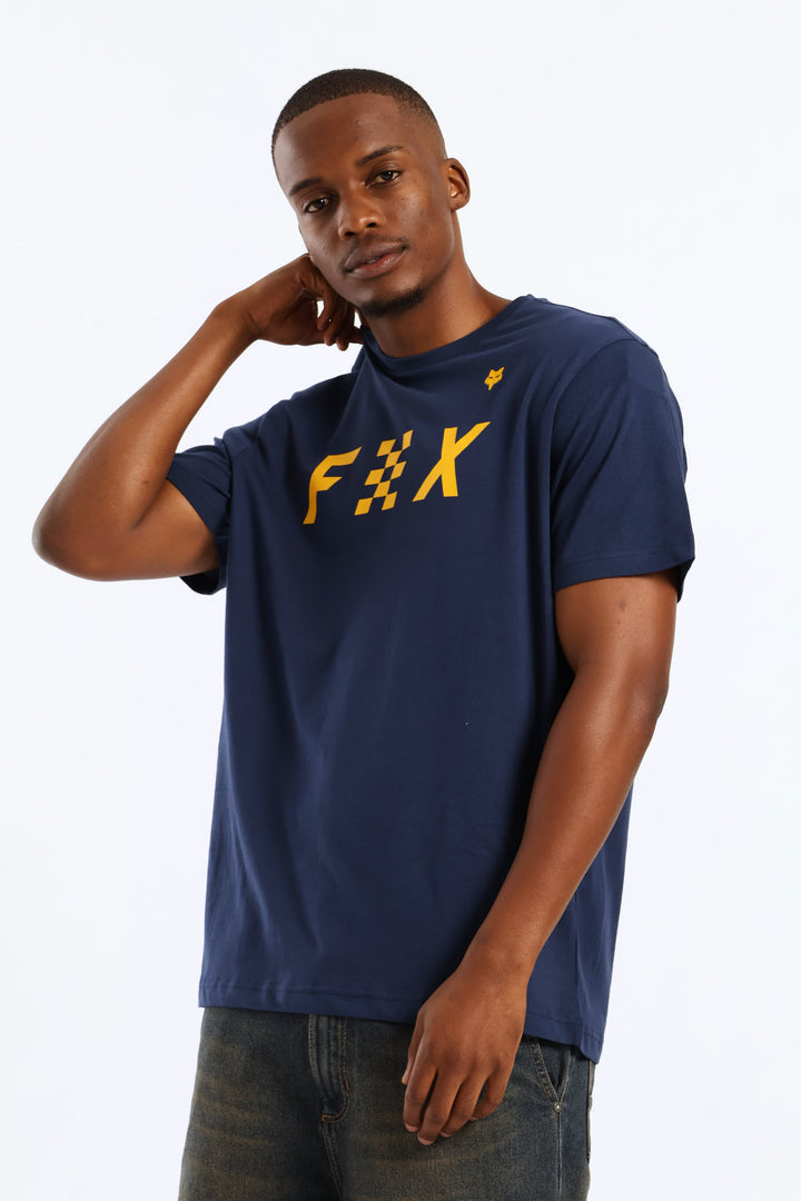 Checkered Tee - Navy