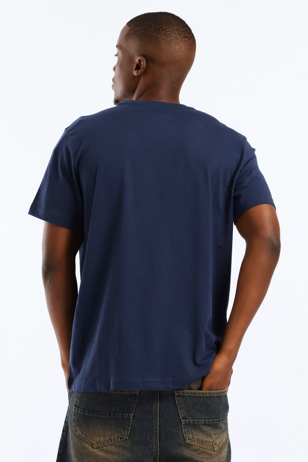 Checkered Tee - Navy