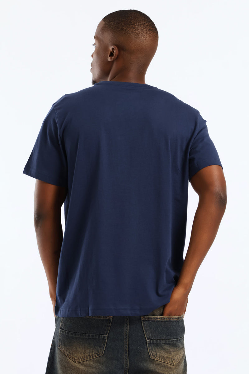 Checkered Tee - Navy
