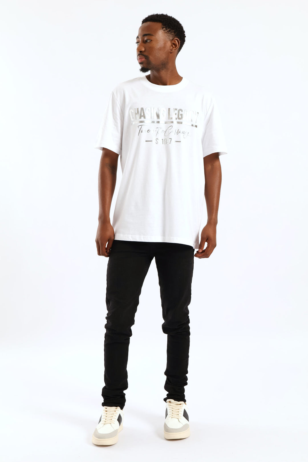 Puff Foil Print Tee - White