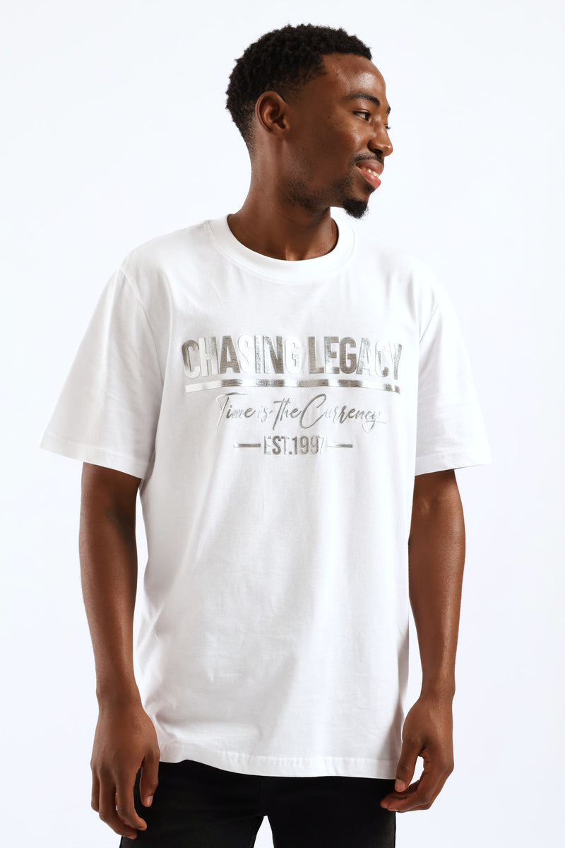 Puff Foil Print Tee - White
