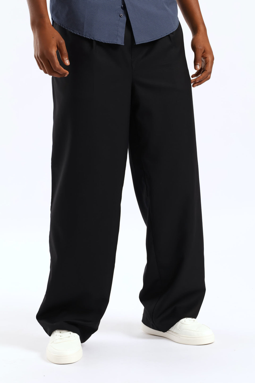 Pull-On Wide Leg Trousers - Black