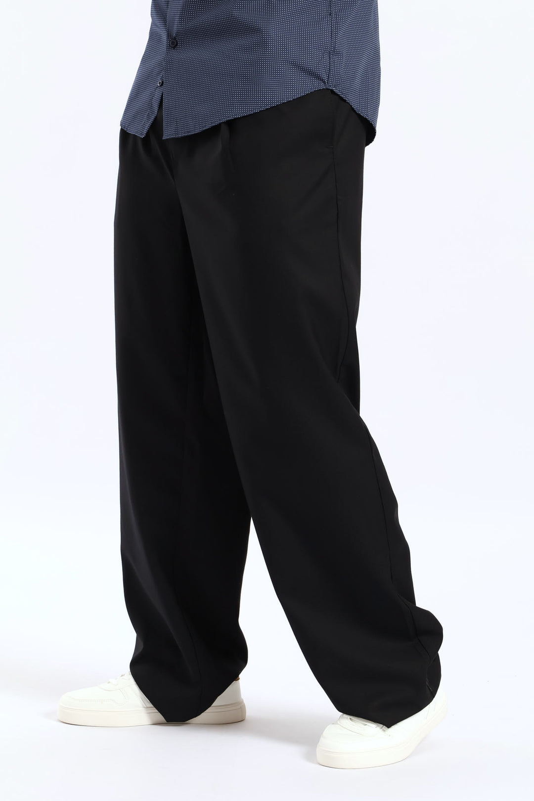 Pull-On Wide Leg Trousers - Black