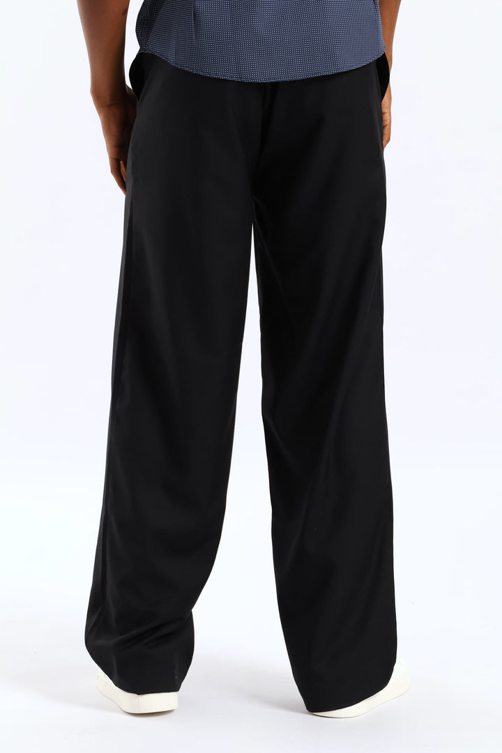 Pull-On Wide Leg Trousers - Black