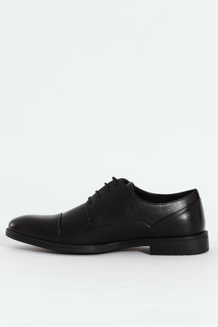 Formal Derby Shoe With Toe Cap - Black