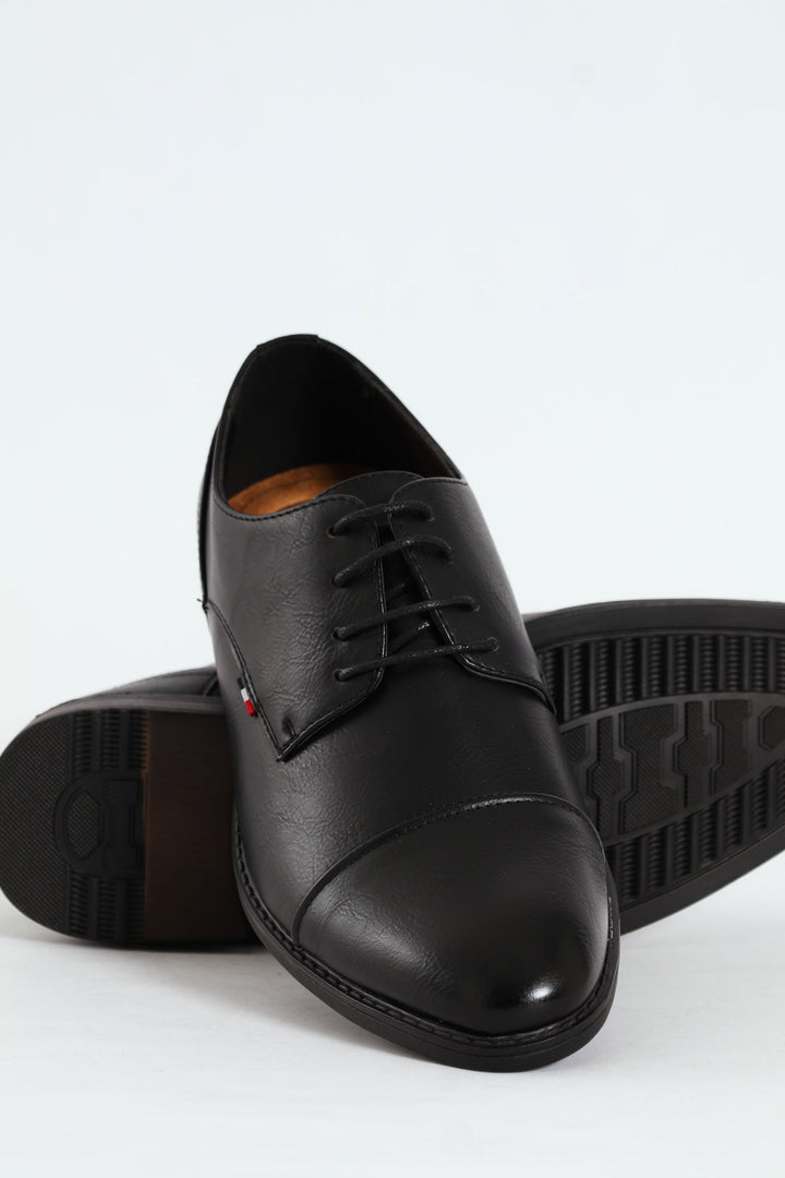 Formal Derby Shoe With Toe Cap - Black