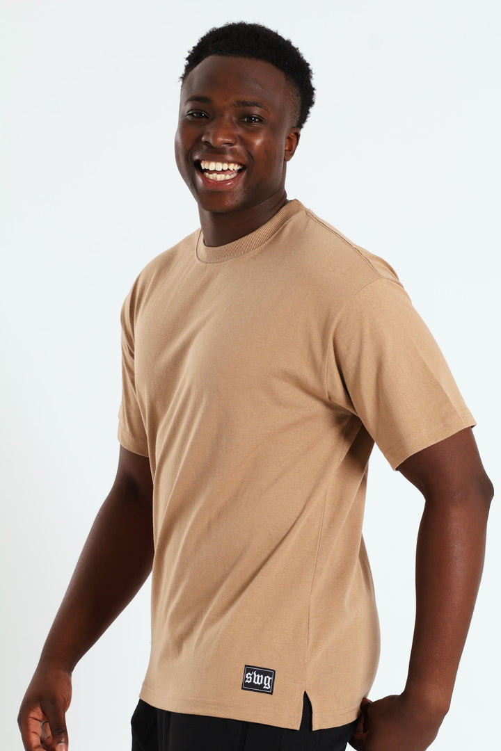 Logo Oversized Label Tee - Tabacco