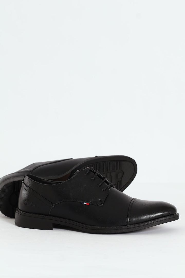 Formal Derby Shoe With Toe Cap - Black