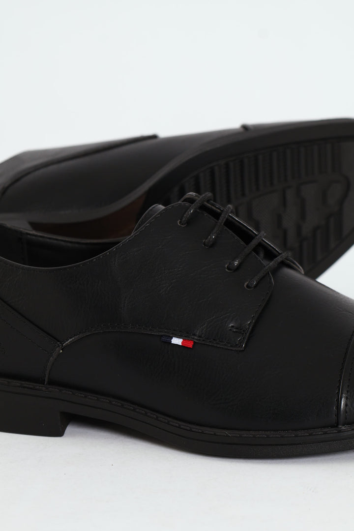Formal Derby Shoe With Toe Cap - Black