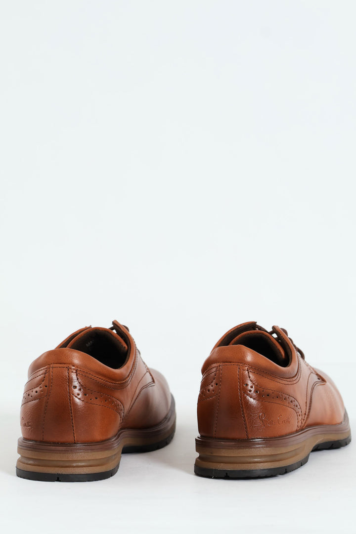 Lace Up Derby Smart Casual Shoe - Tan