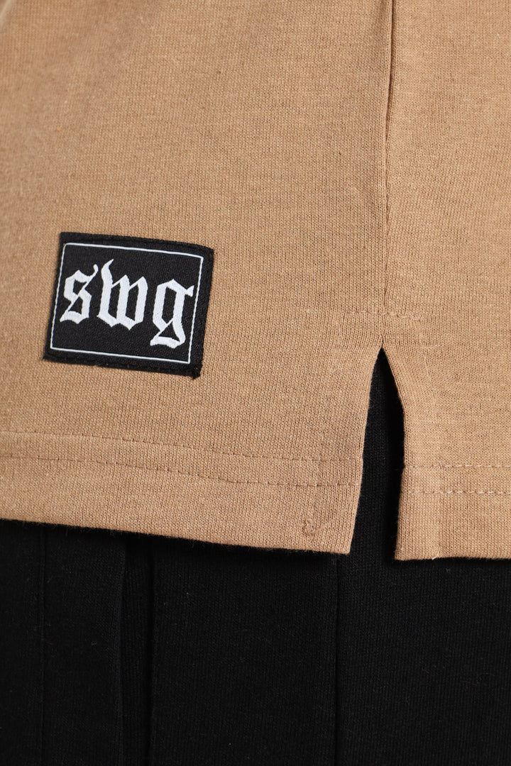 Logo Oversized Label Tee - Tabacco