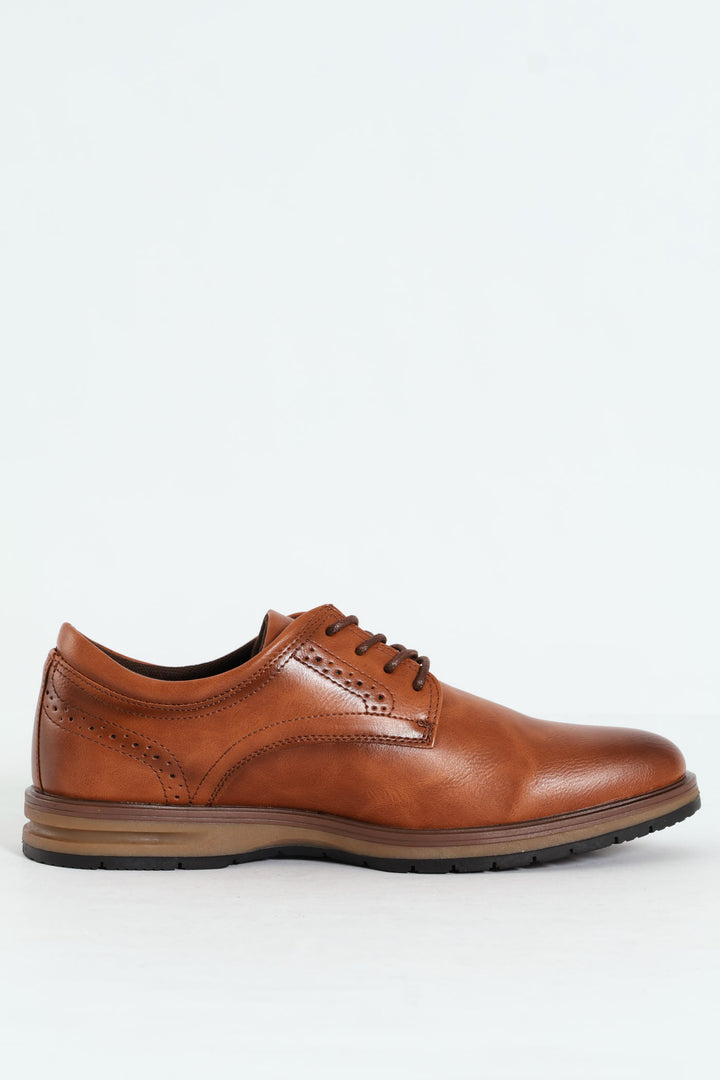 Lace Up Derby Smart Casual Shoe - Tan