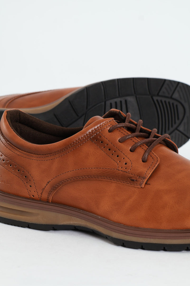 Lace Up Derby Smart Casual Shoe - Tan