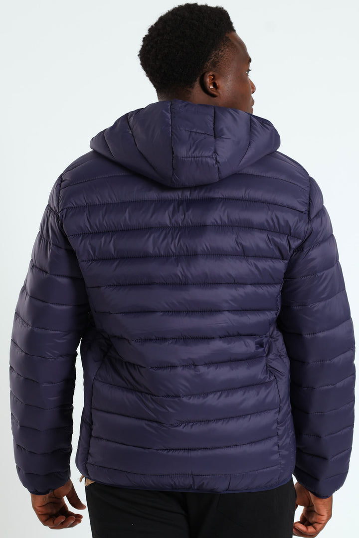 Basic Hood Puffer Jacket - Navy