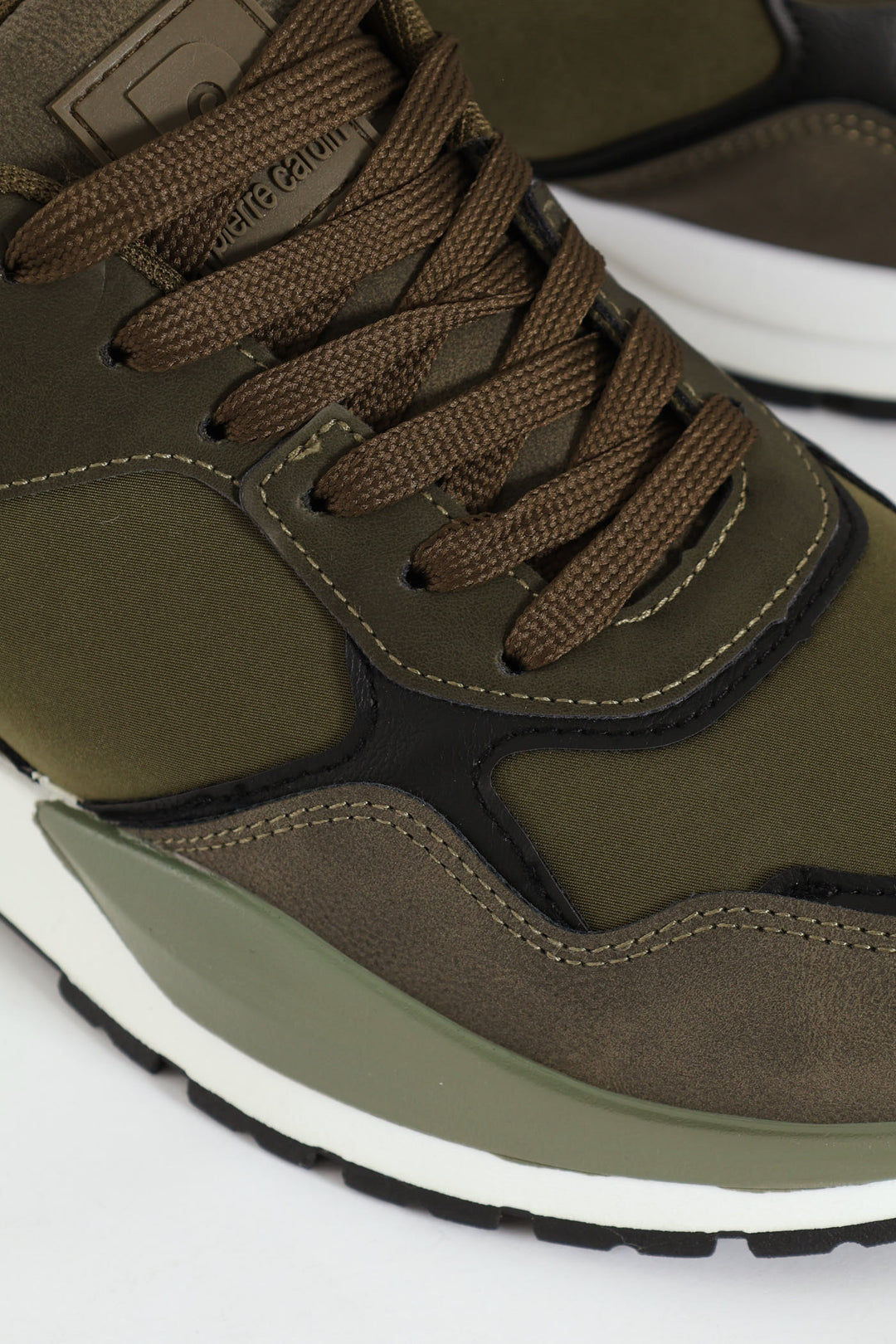 Panelled Retro Look Sneakers - Olive