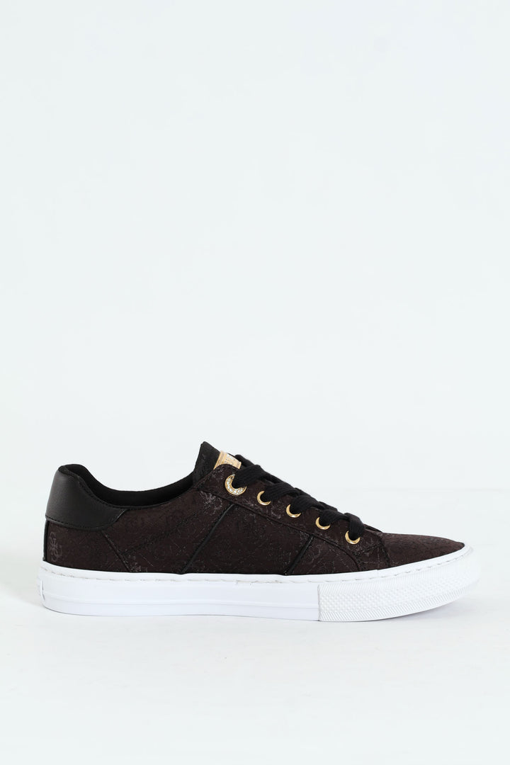 Monogram Lace Up Sneaker - Black