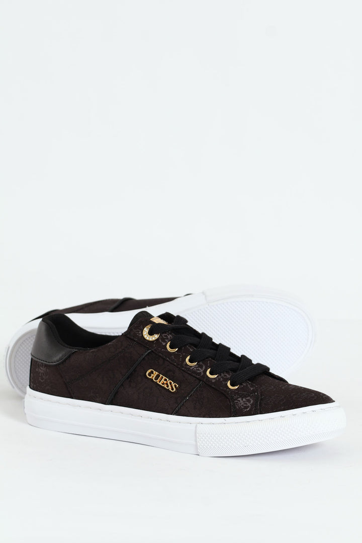 Monogram Lace Up Sneaker - Black