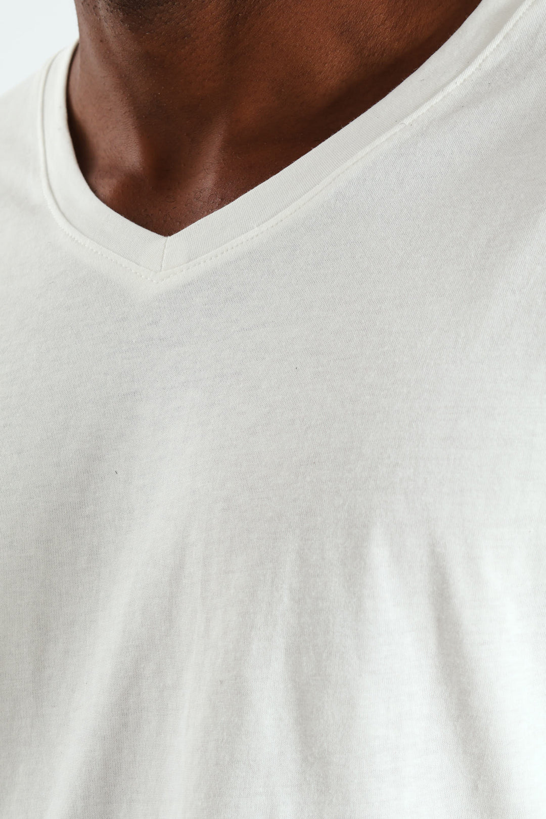 Winter Long Sleeve Cotton Thermal V-Neck Tee - White