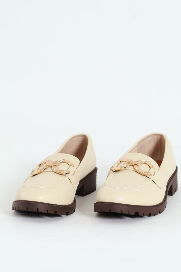 Built-Up Loafer With Linked 0-Shape Trim - Off White