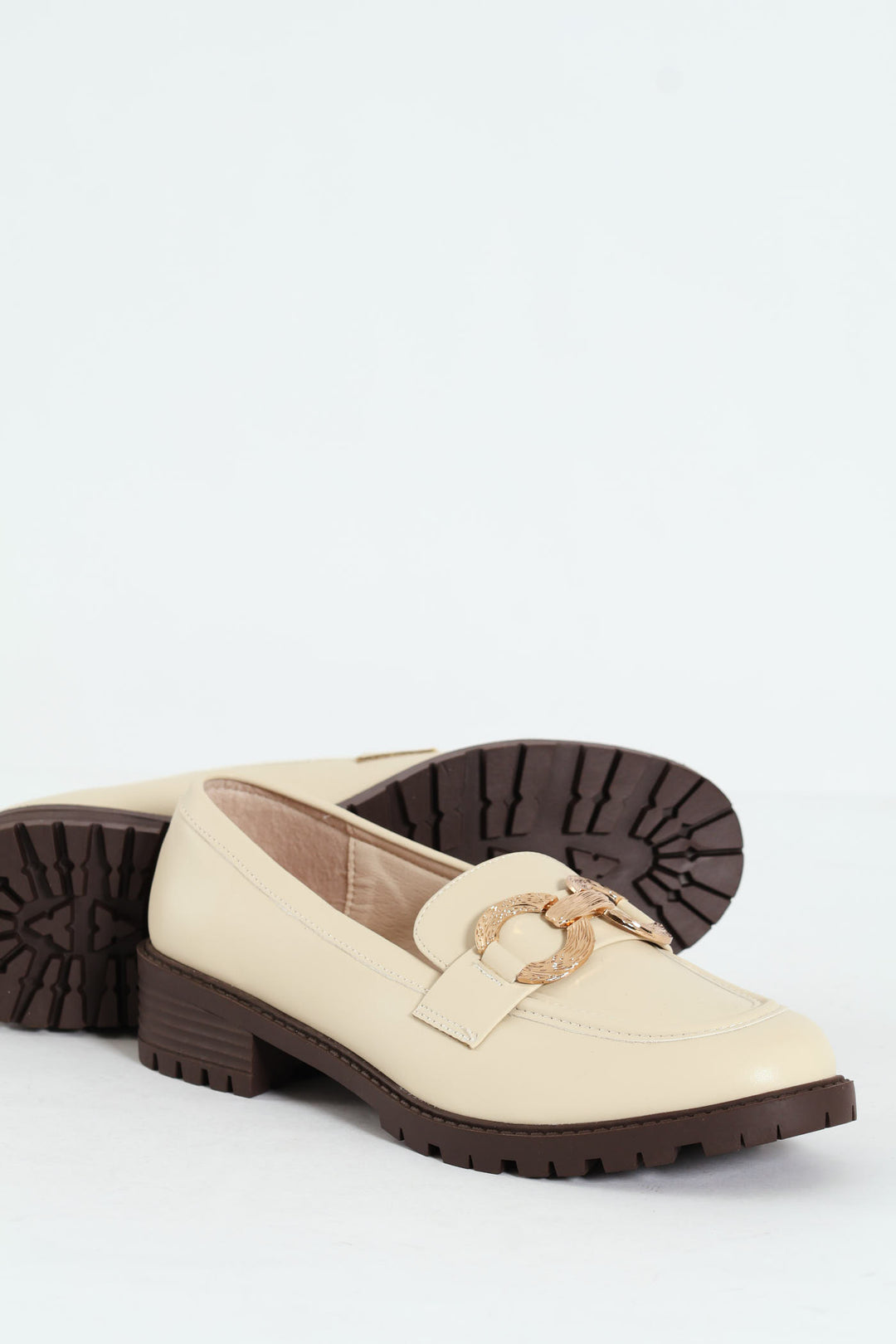 Built-Up Loafer With Linked 0-Shape Trim - Off White