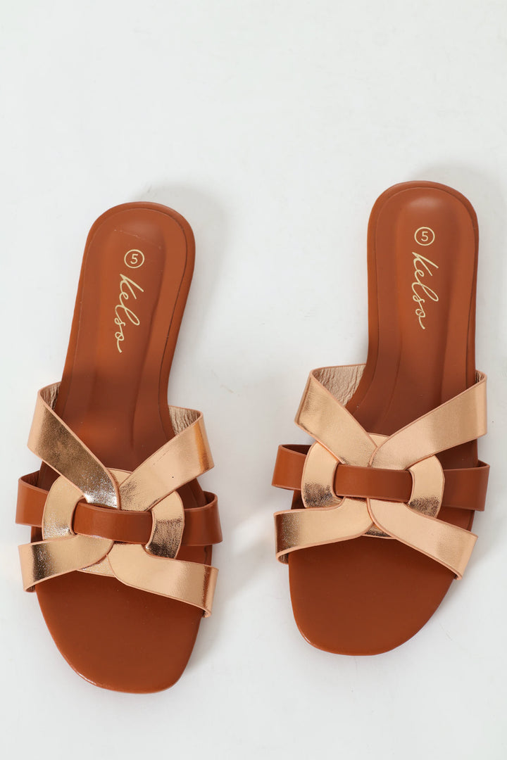 Interlink Basic Mule Sandal - Rose Gold