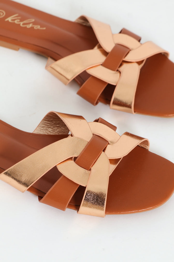 Interlink Basic Mule Sandal - Rose Gold