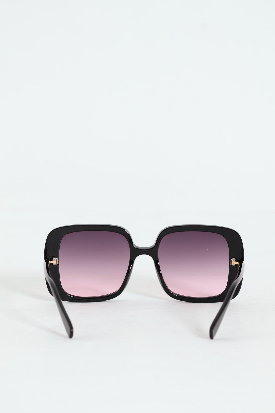 Square Frame Smokey Purple Lens Sunglasses - Black