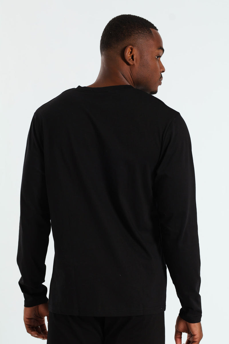 Mens Winter Long Sleeve Thermal V-Neck Tee - Black – Edgars