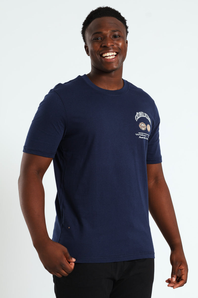 Cordoba Front & Back Print Tee - Navy