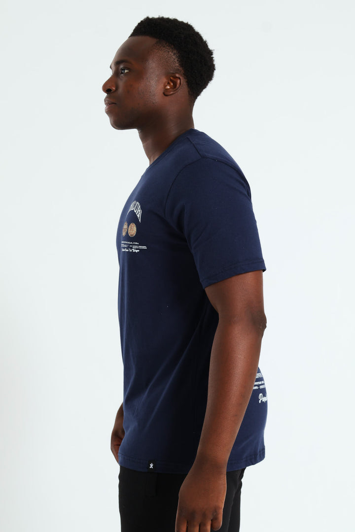 Cordoba Front & Back Print Tee - Navy