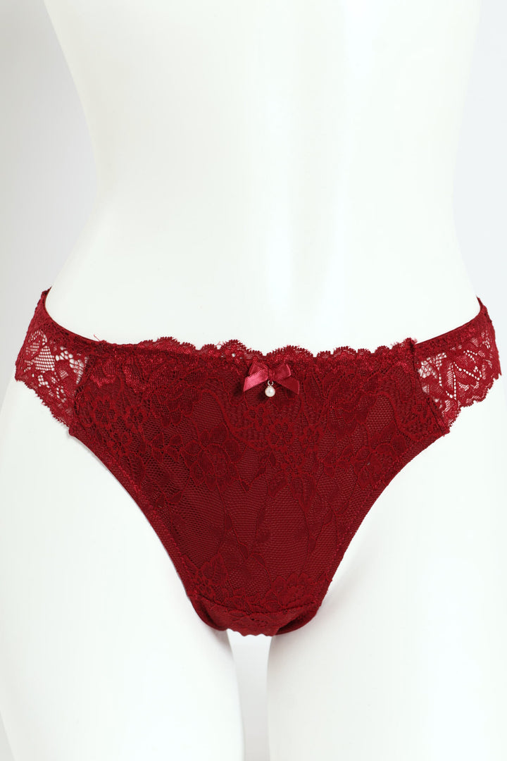 Full Lace Brazilian Panty - Burgundy