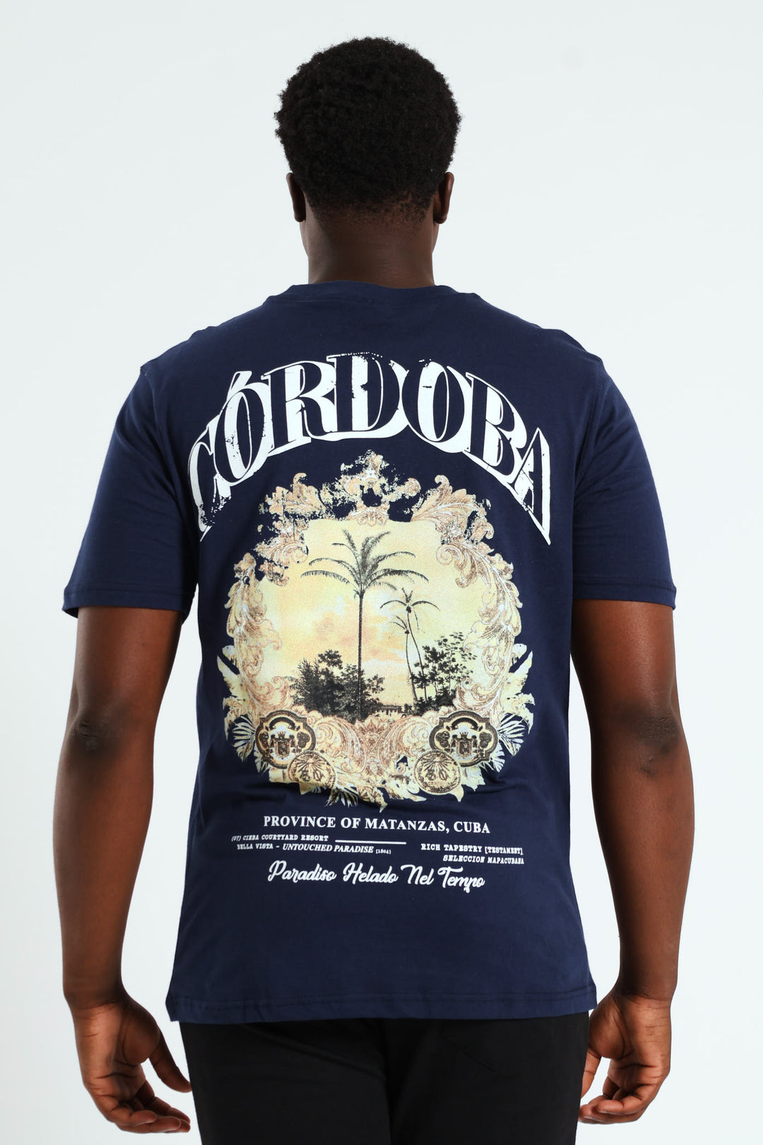 Cordoba Front & Back Print Tee - Navy