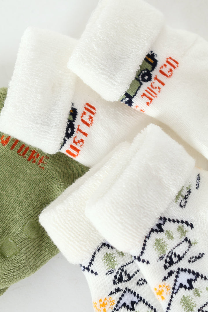Baby Boys 3 Pack Adventure Towelling Sock - Multi