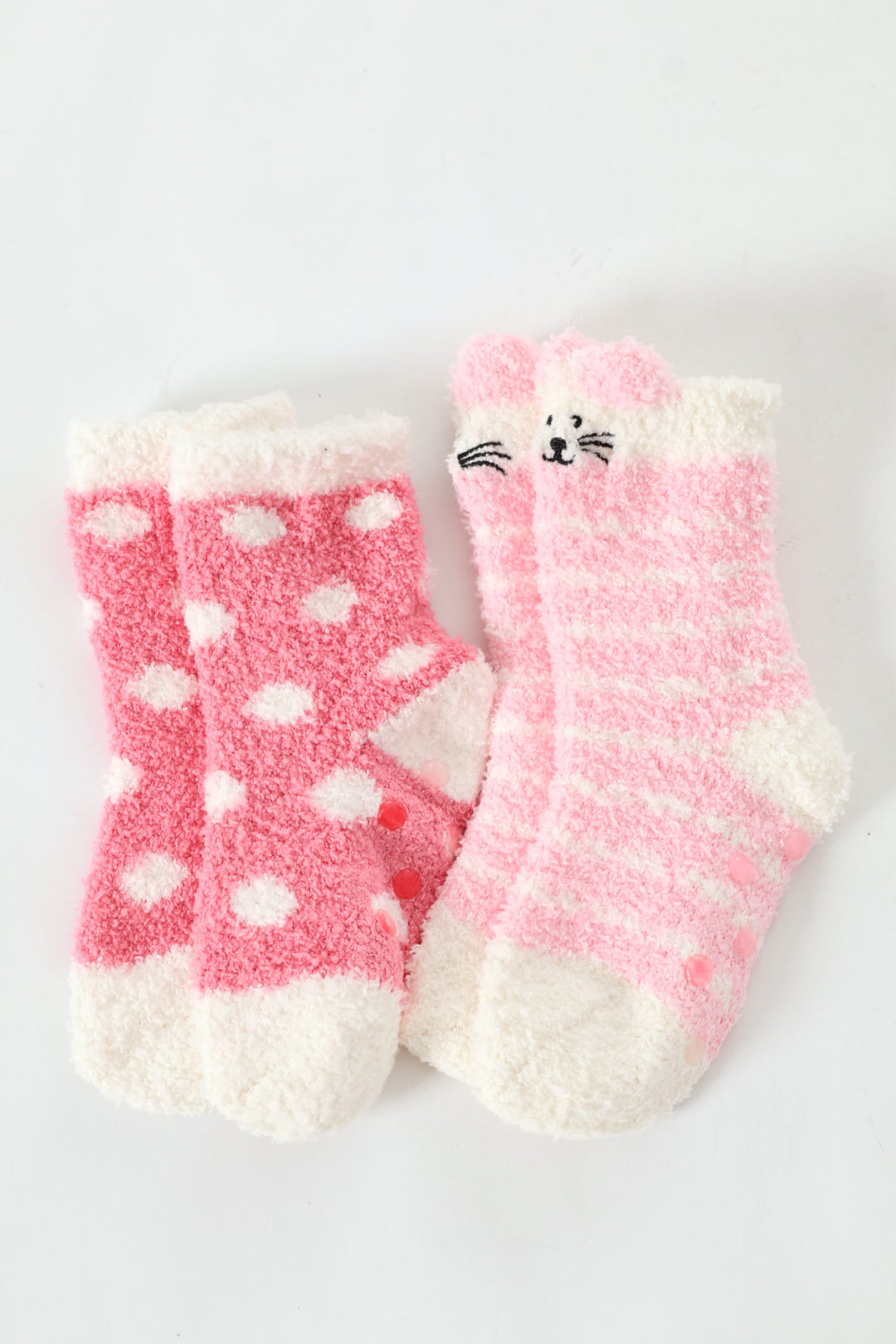 Pre-Girls 3D Ears Embroidered Fluffy Socks - Pink