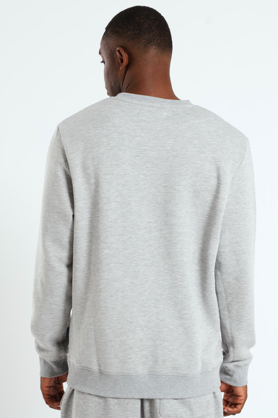 Plain Crew Fleece Sweat Top - Grey Melange