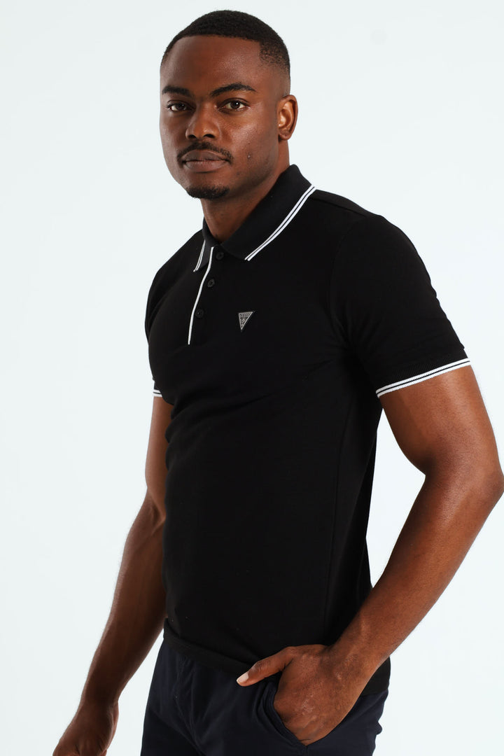 Tipped Core Polo Golfer - Black