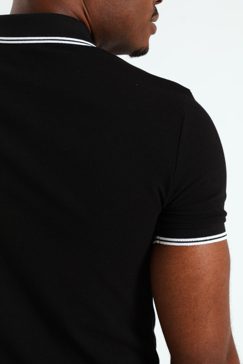 Tipped Core Polo Golfer - Black