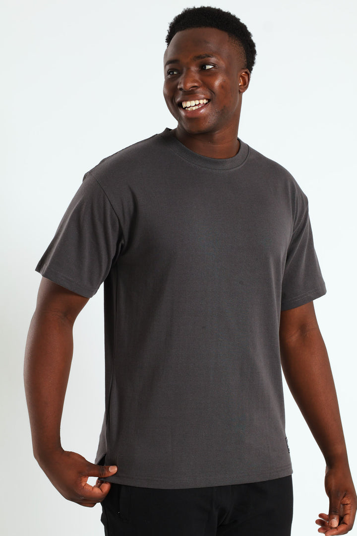 Logo Oversized Label Tee - Charcoal