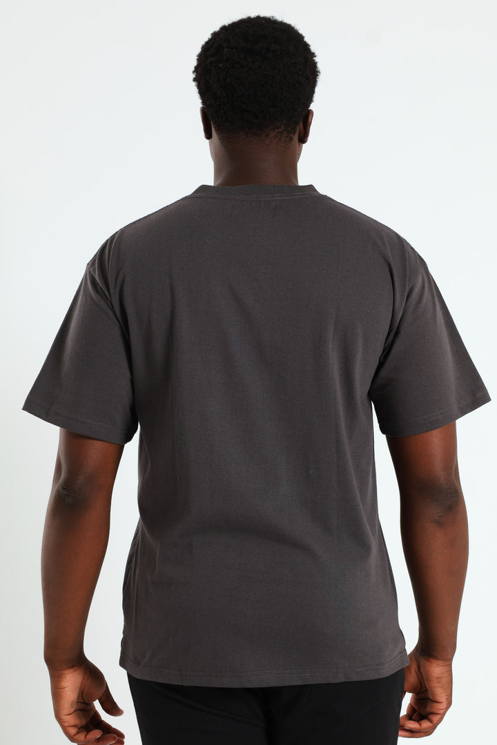 Logo Oversized Label Tee - Charcoal