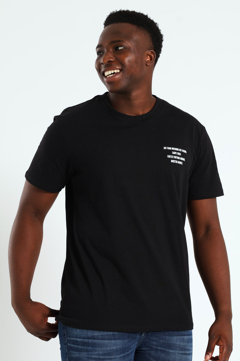 Skull Print Front & Back Tee - Black