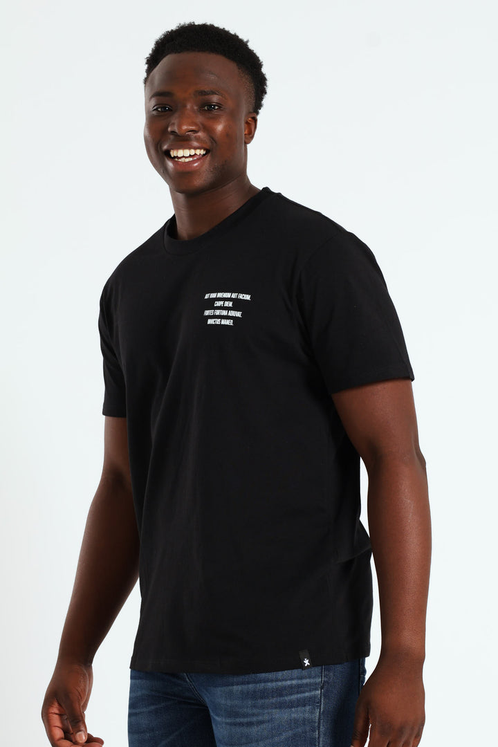 Skull Print Front & Back Tee - Black