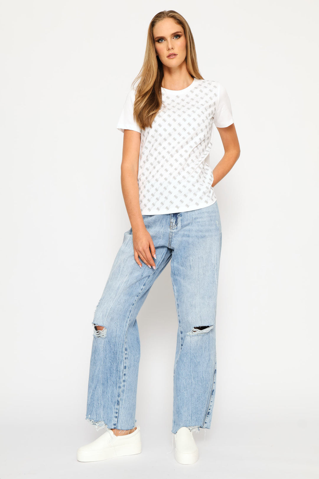 Short Sleeve CN 4G Allover Tee - White