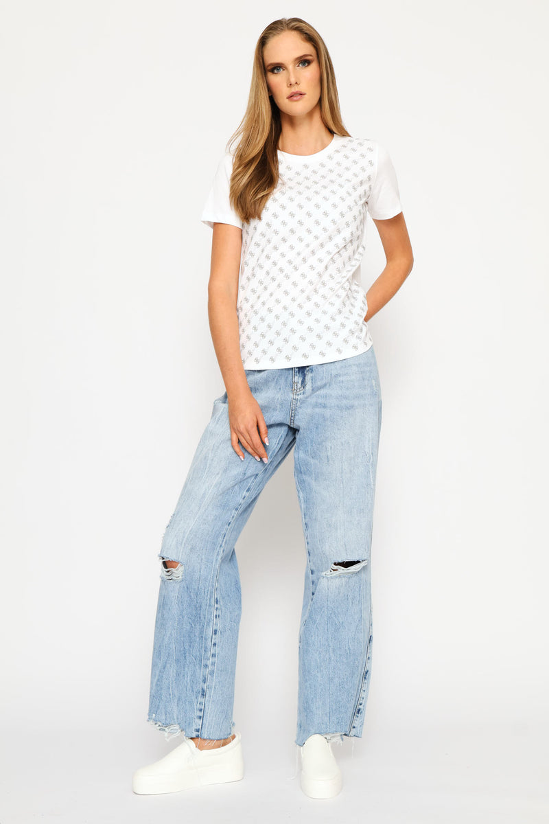 Short Sleeve CN 4G Allover Tee - White