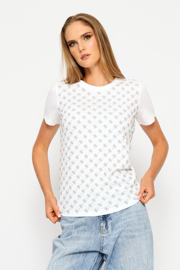 Short Sleeve CN 4G Allover Tee - White