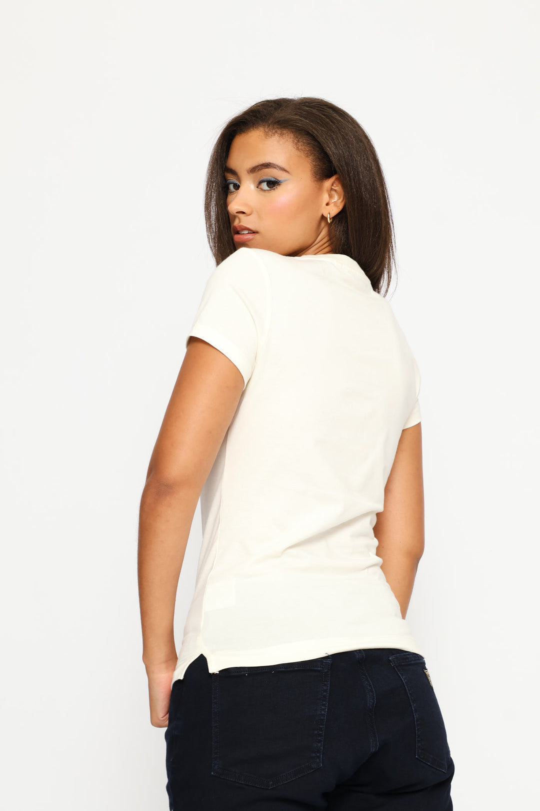 Short Sleeve CN Sequins Tee - Cream