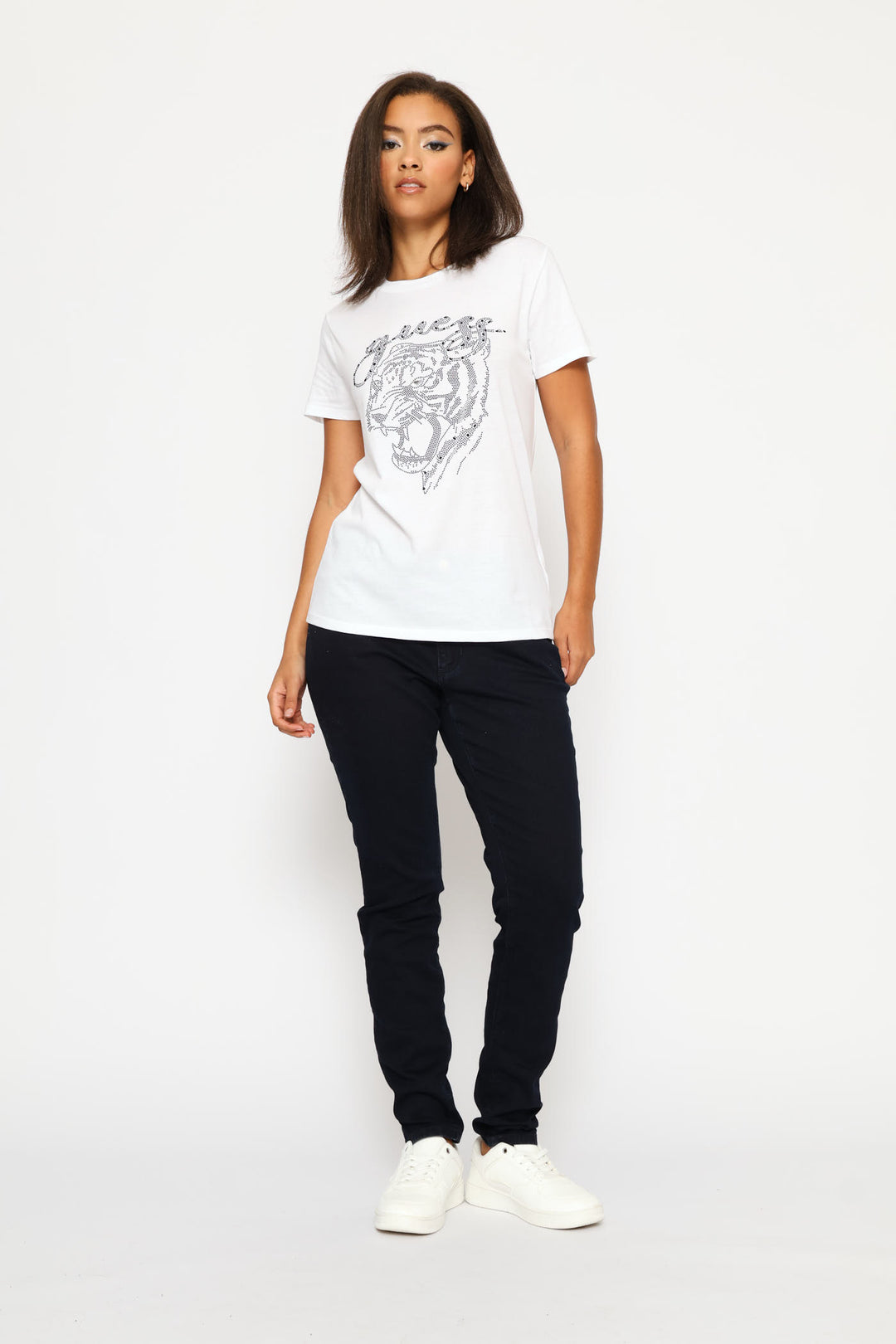 Short Sleeve Tiger Face Tee - White